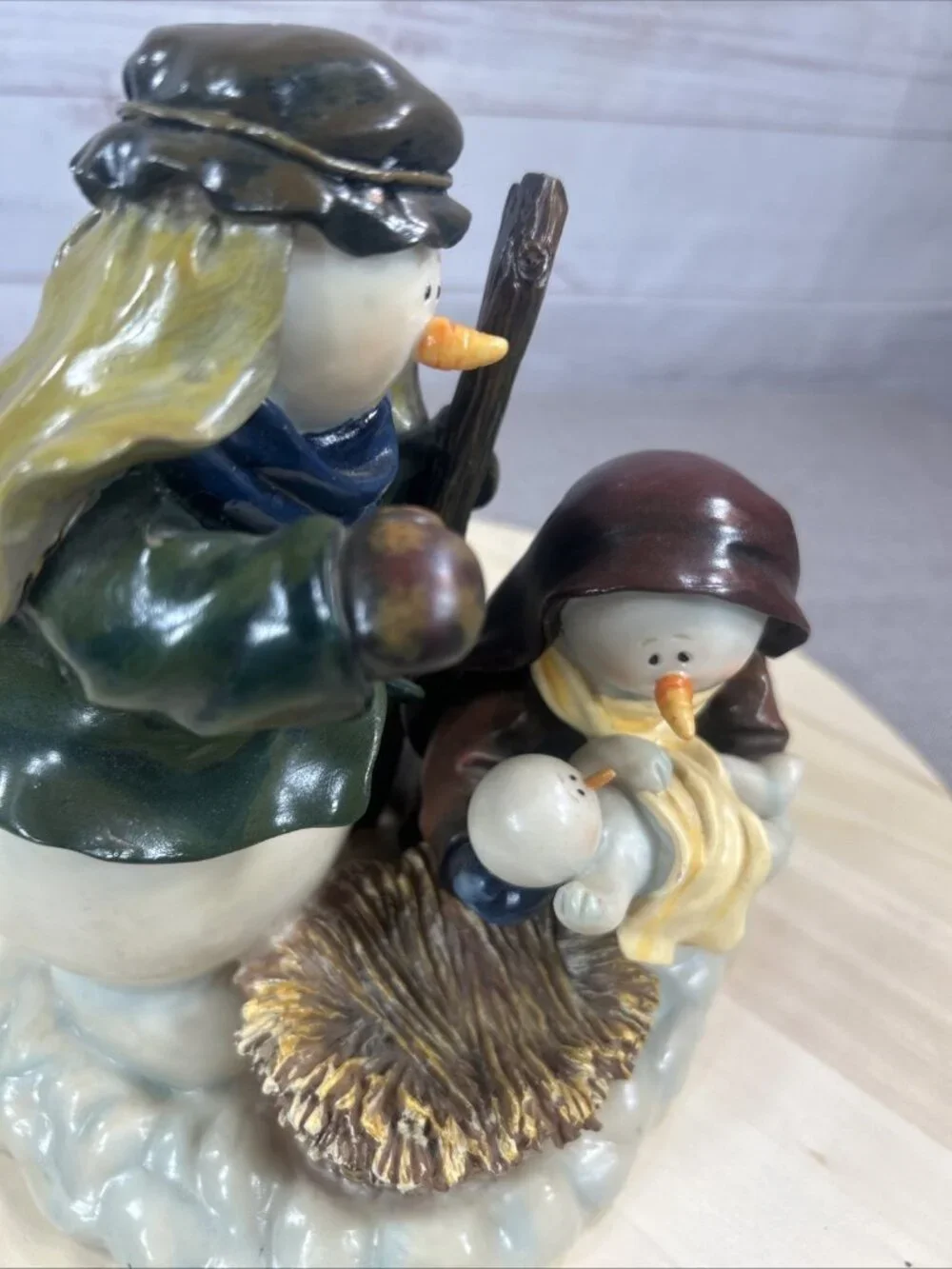 Vintage Snowman Resin Figurine Nativity Scene Winter Christmas Decor 7” X 7”